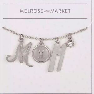 Brand New Melrose and Market Initial Charm Necklace, Letter M, Silver Color